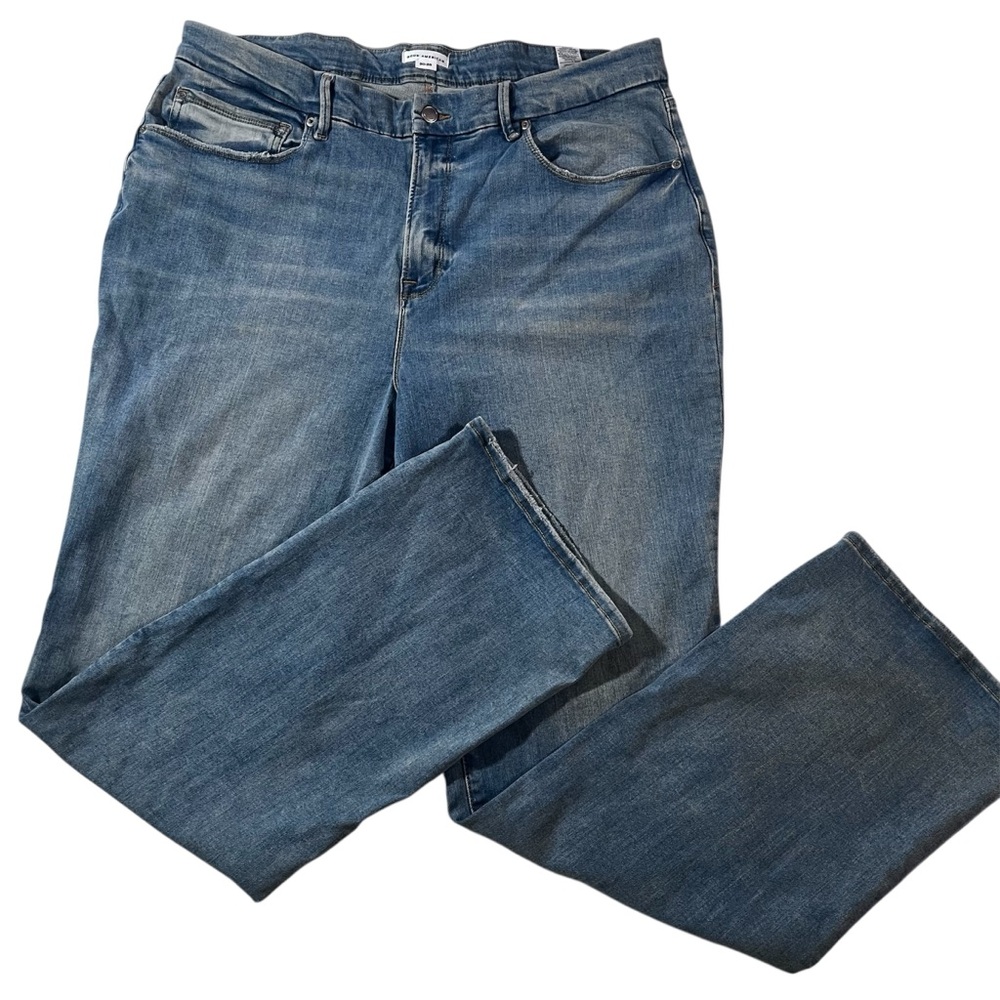 Good American Women's Blue Straight Leg Jeans